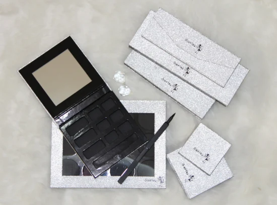 Günstige quadratische Make-up-Verpackung mit Magnetverschluss, Papier, leere Papp-Lidschatten-Palette